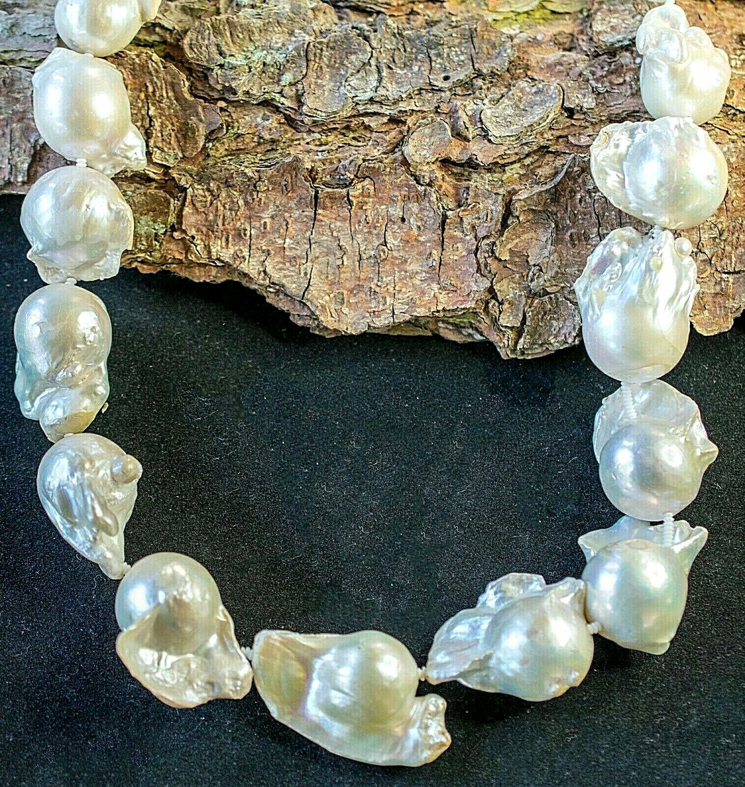 18 - 42 mm Weißer Barockperlenstrang Natur Riesig AAA - Qualität TOP PERLEN!